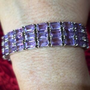 63 CT NATURAL AMETHYST STERLING SILVER 925 BRACELET  7 IN  43. 18 Grams